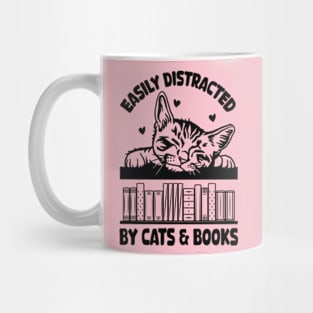 Easily Distracted Cats And Books Mug